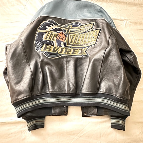 Two-Tone Leather Varsity Jacket - Picture 4 of 5